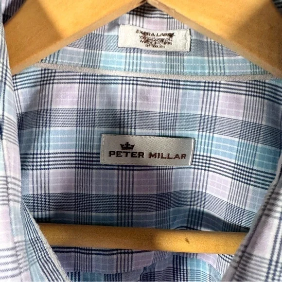 Peter Millar Plaid Long Sleeve Button-Down Shirt Size XL - Picture 3 of 7